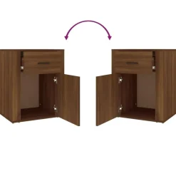 Nachtkastjes|Nachtkastjes-vidaXL - Nachtkastje met lade en deur - Bruin eiken - Bewerkt hout - 50x36x60 cm