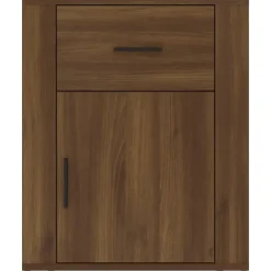 Nachtkastjes|Nachtkastjes-vidaXL - Nachtkastje met lade en deur - Bruin eiken - Bewerkt hout - 50x36x60 cm