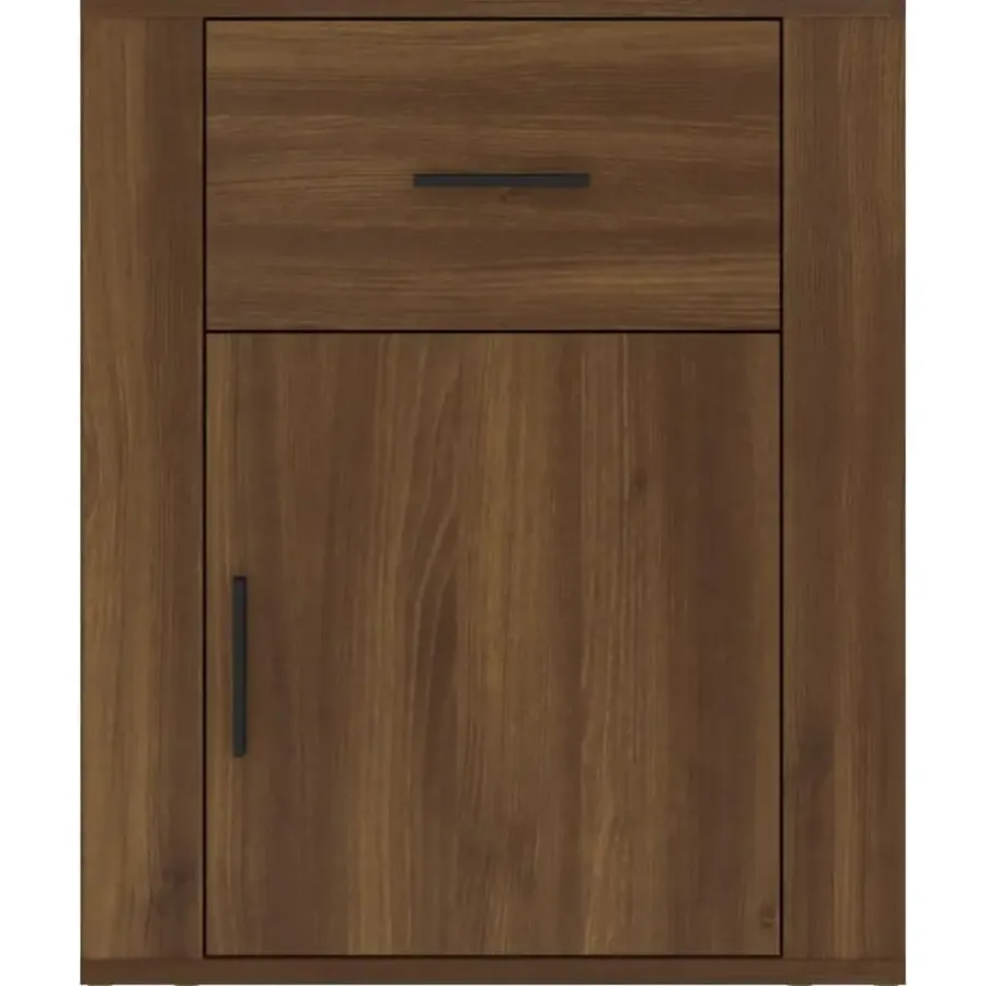 Nachtkastjes|Nachtkastjes-vidaXL - Nachtkastje met lade en deur - Bruin eiken - Bewerkt hout - 50x36x60 cm