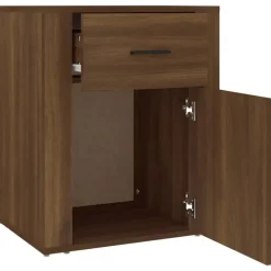 Nachtkastjes|Nachtkastjes-vidaXL - Nachtkastje met lade en deur - Bruin eiken - Bewerkt hout - 50x36x60 cm