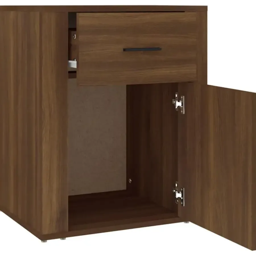 Nachtkastjes|Nachtkastjes-vidaXL - Nachtkastje met lade en deur - Bruin eiken - Bewerkt hout - 50x36x60 cm