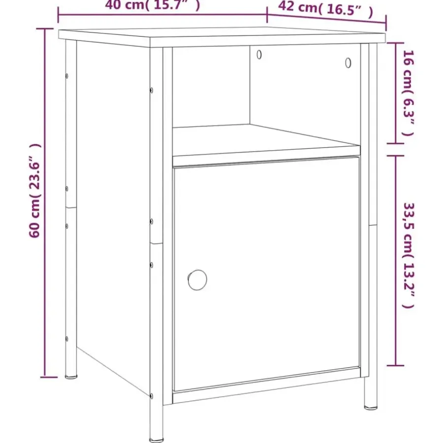 vidaXL - Nachtkastjes - Zwart - Bewerkt hout - 40 x 42 x 60 cm - 2 stuks