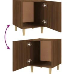 Nachtkastjes|Nachtkastjes-vidaXL - Nachtkastjes met houten poten - Bruin eiken - 40x40x50 cm - 2 stuks