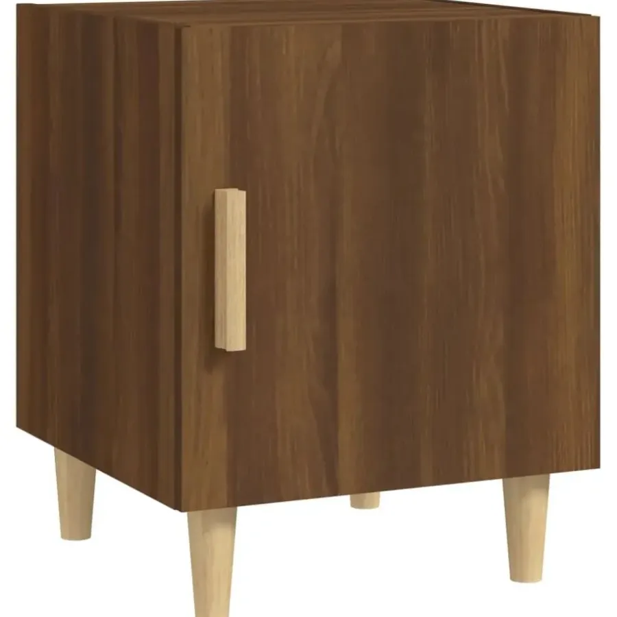 Nachtkastjes|Nachtkastjes-vidaXL - Nachtkastjes met houten poten - Bruin eiken - 40x40x50 cm - 2 stuks