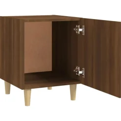 Nachtkastjes|Nachtkastjes-vidaXL - Nachtkastjes met houten poten - Bruin eiken - 40x40x50 cm - 2 stuks