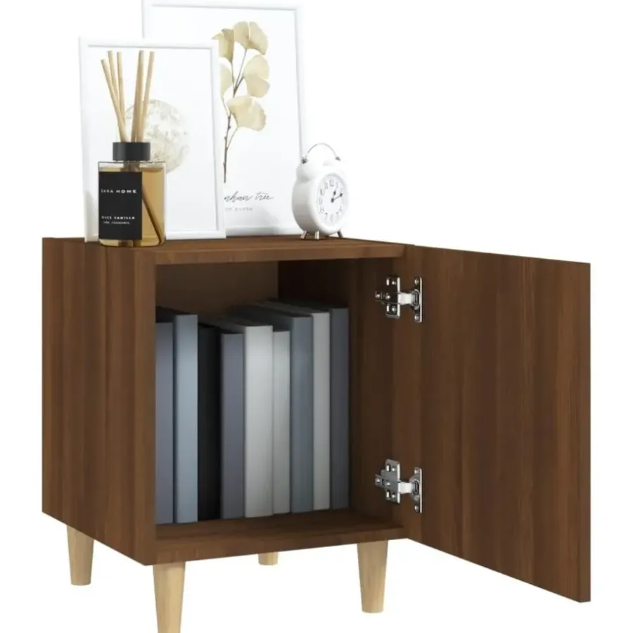 Nachtkastjes|Nachtkastjes-vidaXL - Nachtkastjes met houten poten - Bruin eiken - 40x40x50 cm - 2 stuks