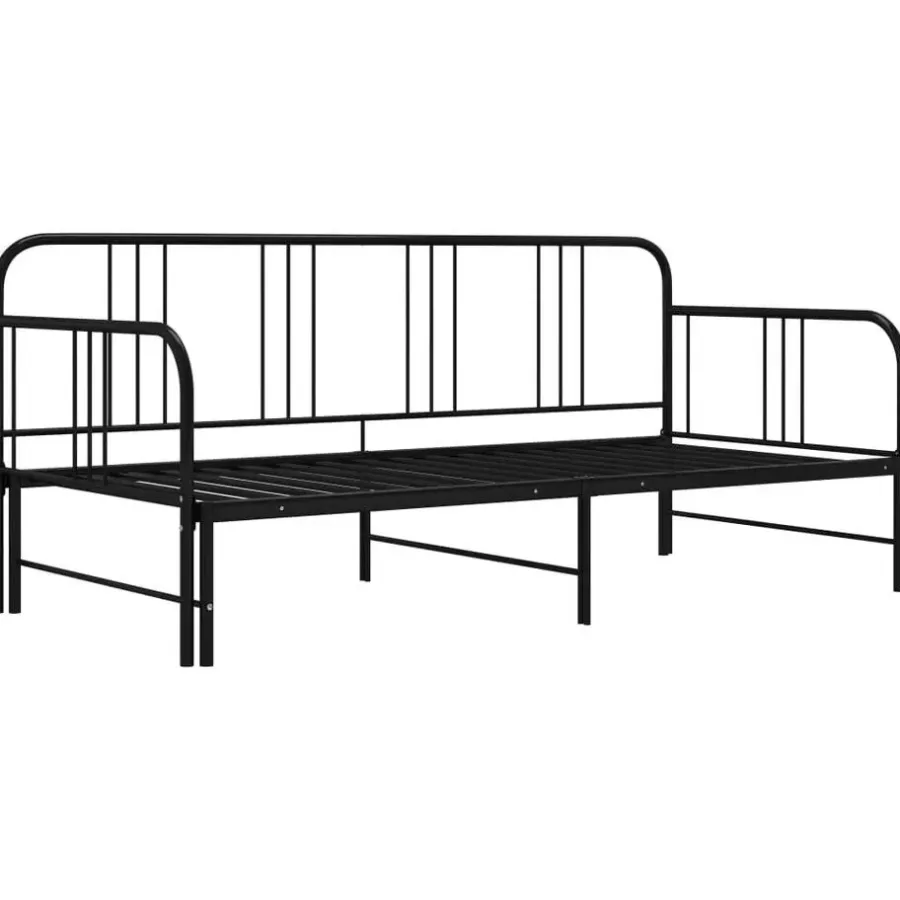 1-Persoons Bedden-vidaXL - Onderschuifbed - Zwart - Metaal - 90x200 cm