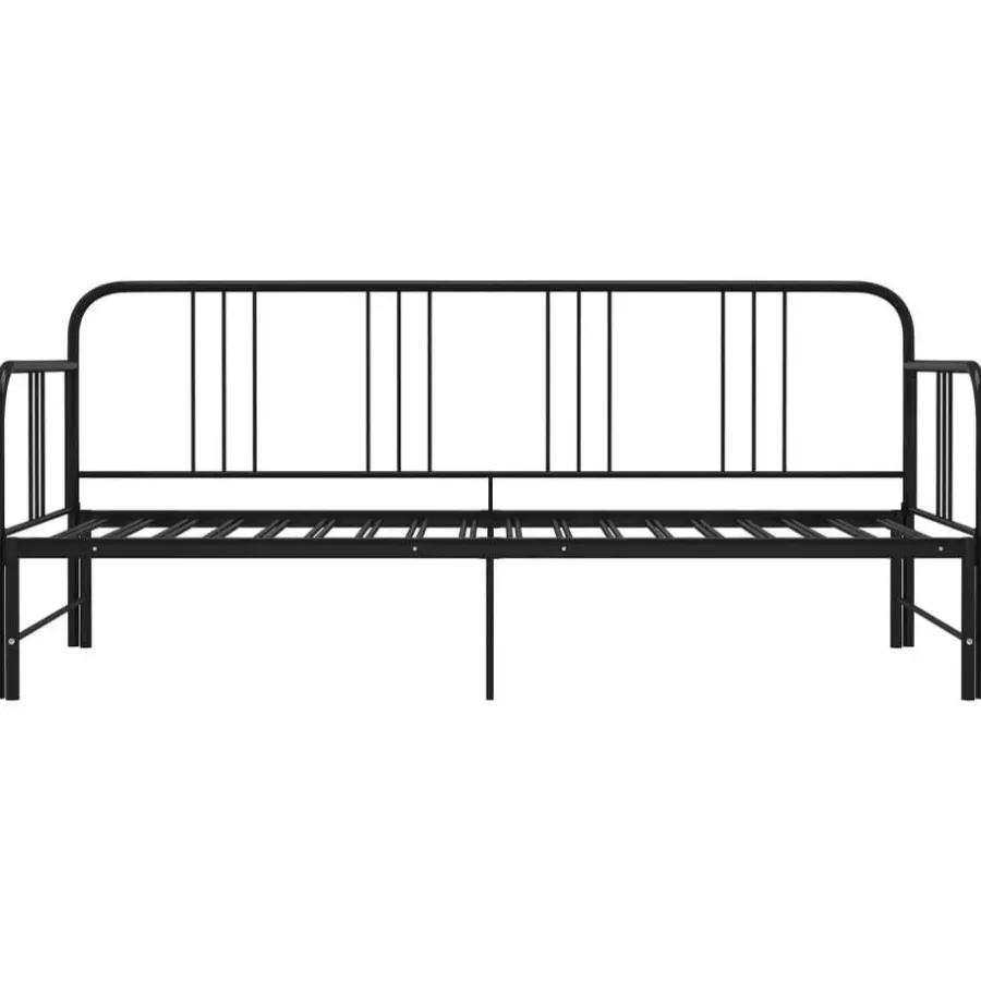 1-Persoons Bedden-vidaXL - Onderschuifbed - Zwart - Metaal - 90x200 cm