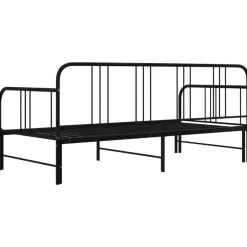 1-Persoons Bedden-vidaXL - Onderschuifbed - Zwart - Metaal - 90x200 cm