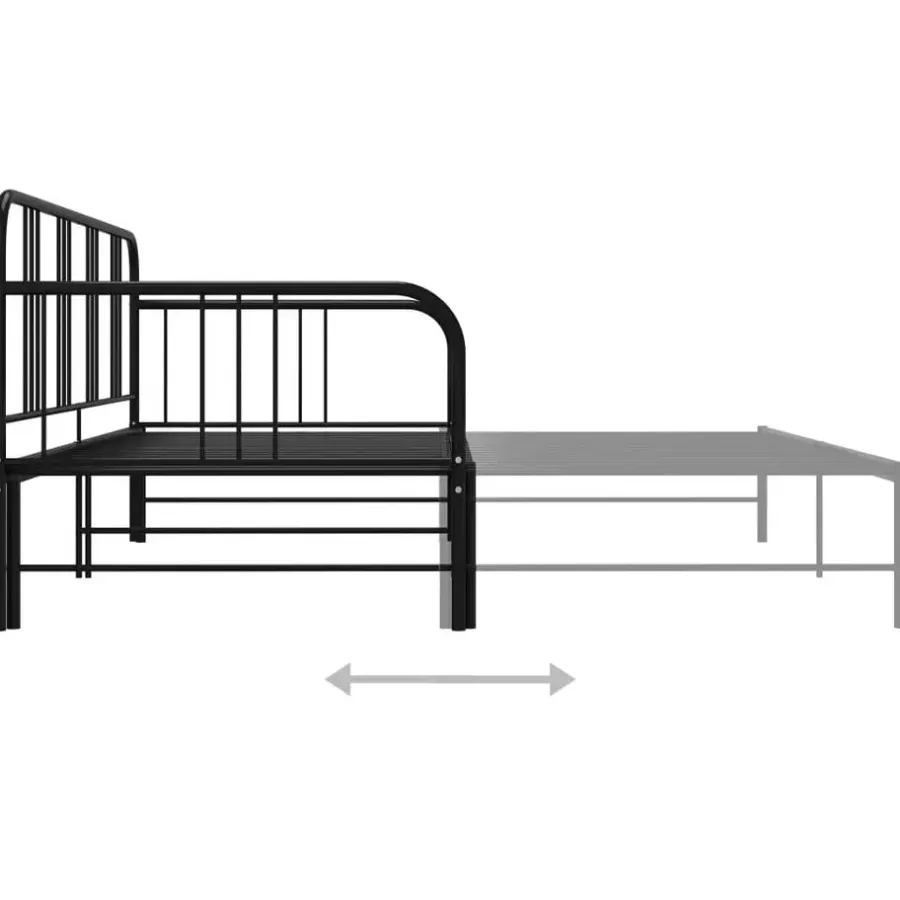 1-Persoons Bedden-vidaXL - Onderschuifbed - Zwart - Metaal - 90x200 cm