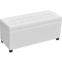 vidaXL - Opberg Hocker - Wit - Kunstleer