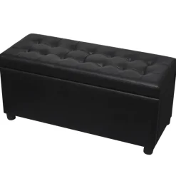 vidaXL - Opberg Hocker - Zwart - Kunstleer