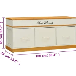 vidaXL - Opbergbank - Wit - Hout