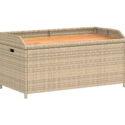 vidaXL - Opbergbankje bruin - Poly rattan en acaciahout - 100x50x52 cm
