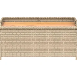 vidaXL - Opbergbankje bruin - Poly rattan en acaciahout - 100x50x52 cm