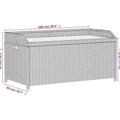 Loungebanken-vidaXL - Opbergbankje zwart - Poly rattan en acaciahout - 100x50x52 cm