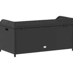 Loungebanken-vidaXL - Opbergbankje zwart - Poly rattan en acaciahout - 100x50x52 cm