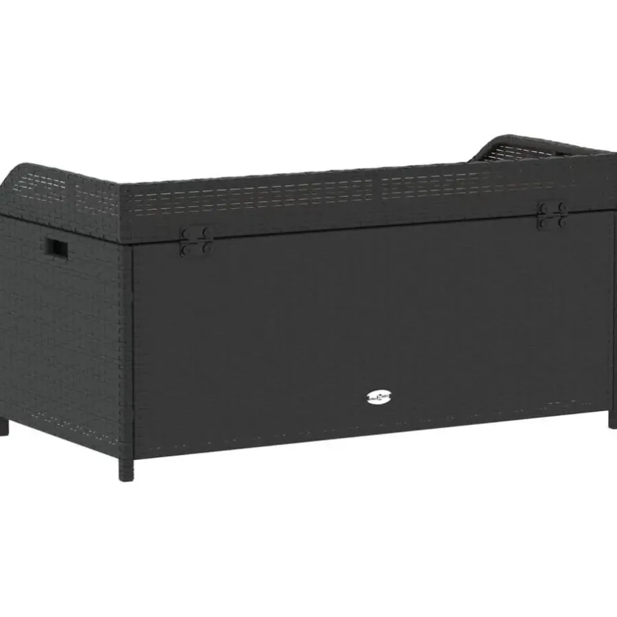 Loungebanken-vidaXL - Opbergbankje zwart - Poly rattan en acaciahout - 100x50x52 cm
