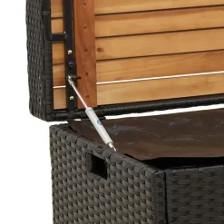 Loungebanken-vidaXL - Opbergbankje zwart - Poly rattan en acaciahout - 100x50x52 cm