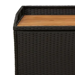 Loungebanken-vidaXL - Opbergbankje zwart - Poly rattan en acaciahout - 100x50x52 cm