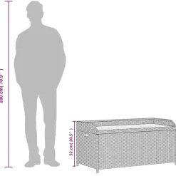 Loungebanken-vidaXL - Opbergbankje zwart - Poly rattan en acaciahout - 100x50x52 cm