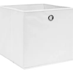Opbergboxen-vidaXL - Opbergbox - Wit - Stof - 4 stuks
