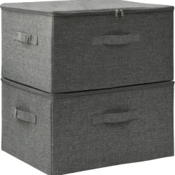 Opbergboxen-vidaXL - Opbergbox Opbergboxen - Antraciet - Stof - 2 stuks