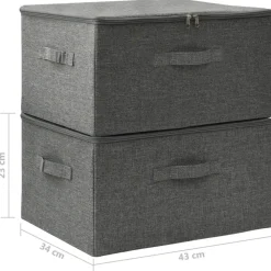 Opbergboxen-vidaXL - Opbergbox Opbergboxen - Antraciet - Stof - 2 stuks