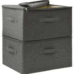 Opbergboxen-vidaXL - Opbergbox Opbergboxen - Antraciet - Stof - 2 stuks