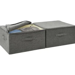 Opbergboxen-vidaXL - Opbergbox Opbergboxen - Antraciet - Stof - 2 stuks