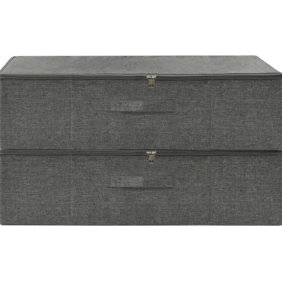 vidaXL - Opbergbox Opbergboxen - Antraciet - Stof - 2 stuks