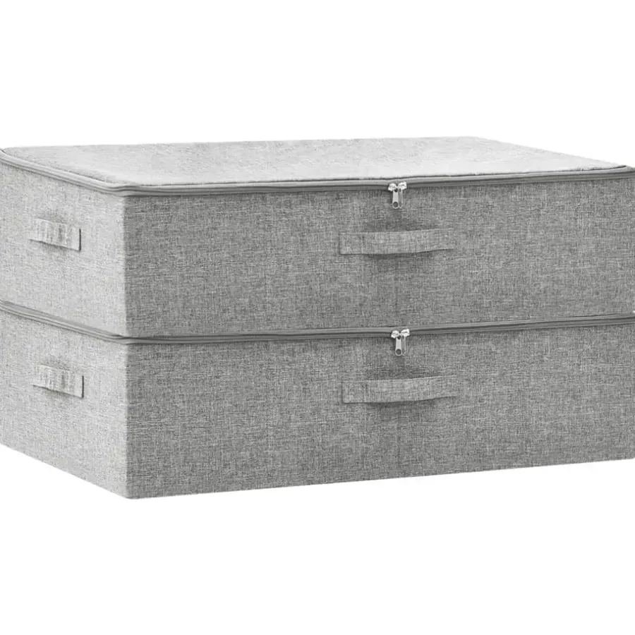 Opbergboxen-vidaXL - Opbergbox Opbergboxen - Grijs - Stof - 2 stuks
