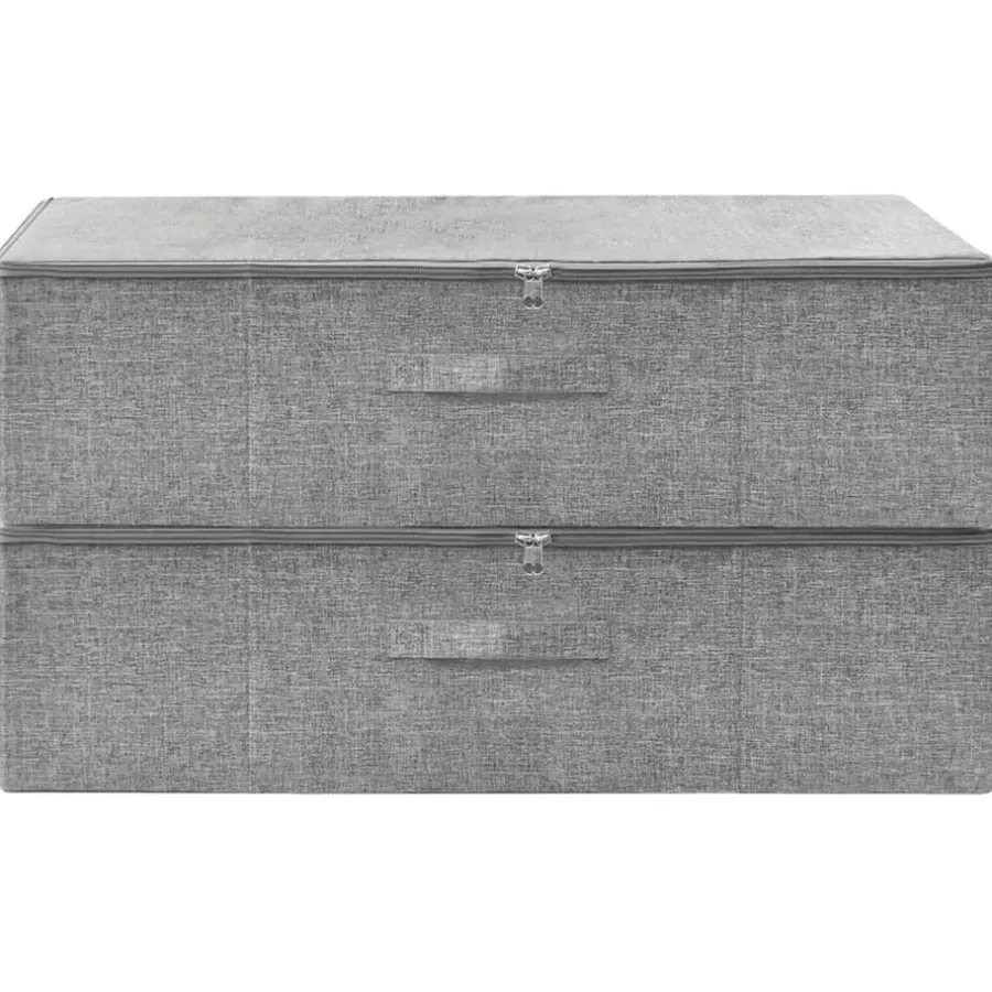 Opbergboxen-vidaXL - Opbergbox Opbergboxen - Grijs - Stof - 2 stuks