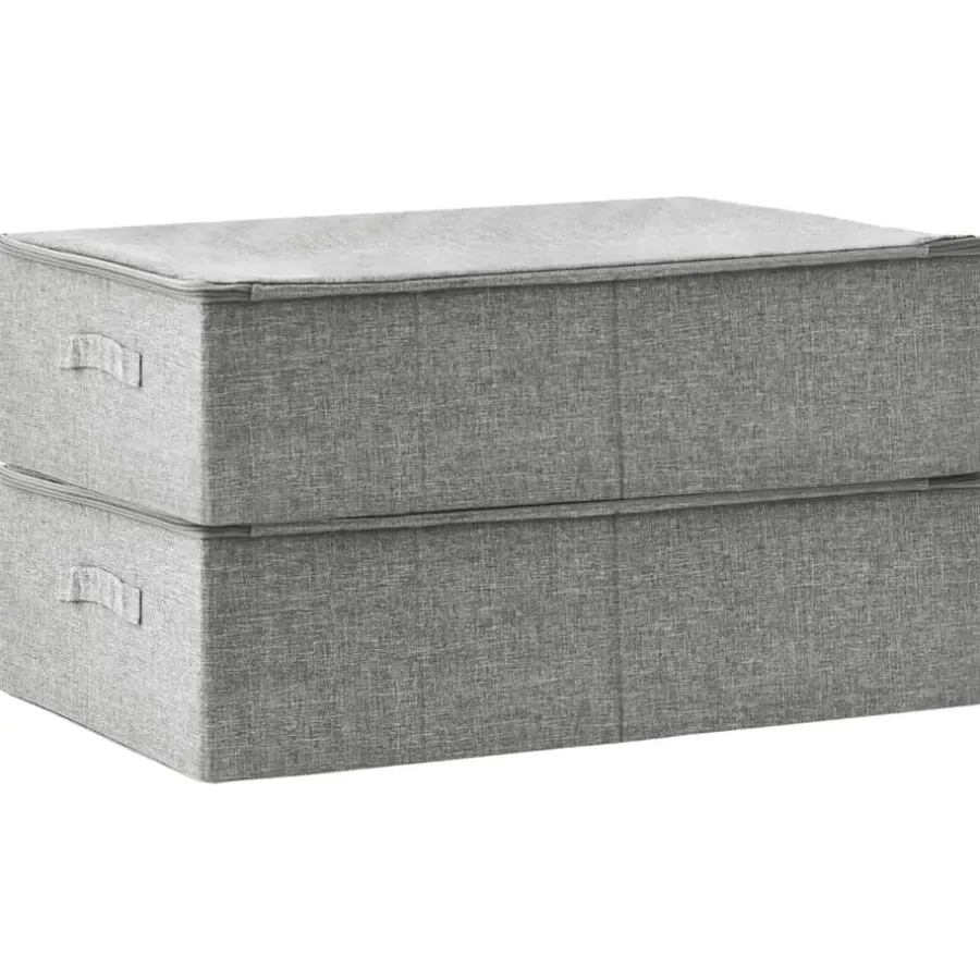 Opbergboxen-vidaXL - Opbergbox Opbergboxen - Grijs - Stof - 2 stuks