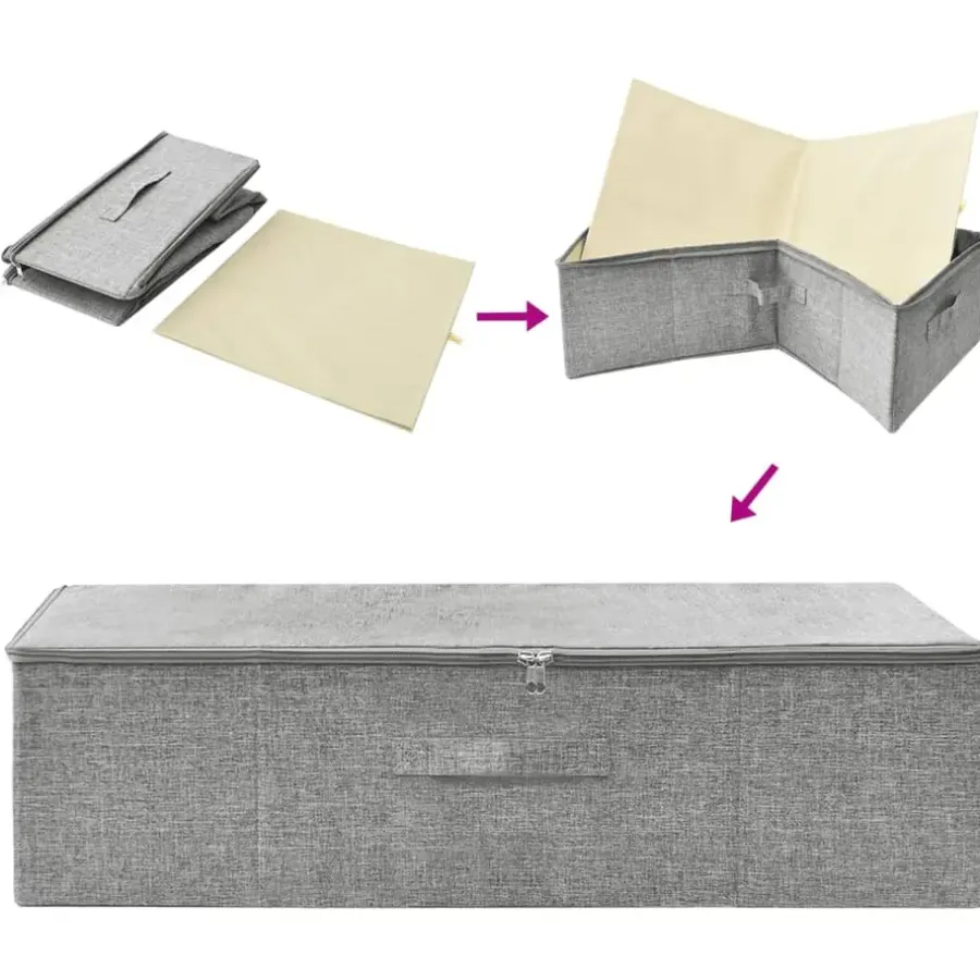 Opbergboxen-vidaXL - Opbergbox Opbergboxen - Grijs - Stof - 2 stuks