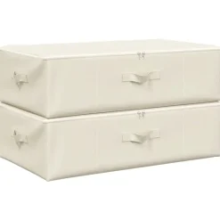 Opbergboxen-vidaXL - Opbergbox Opbergboxen - Crème - Stof - 2 stuks