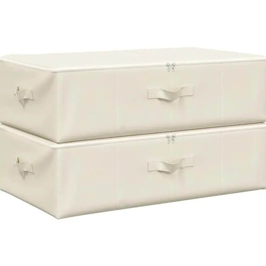 Opbergboxen-vidaXL - Opbergbox Opbergboxen - Crème - Stof - 2 stuks