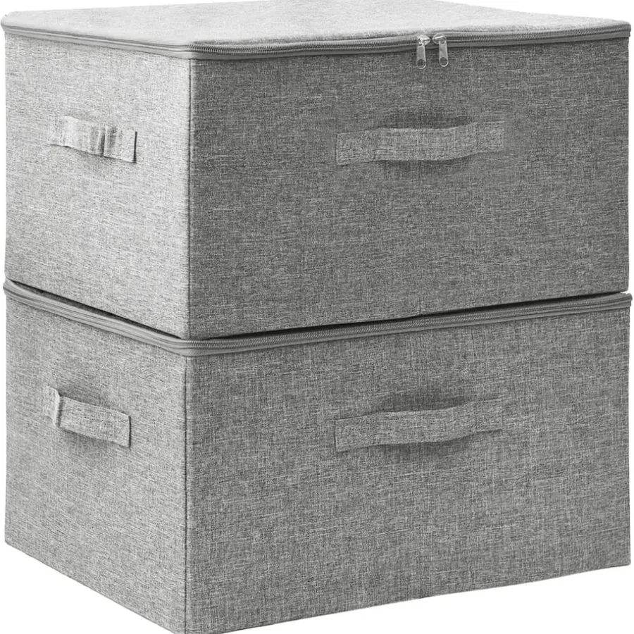 Opbergboxen-vidaXL - Opbergbox Opbergboxen - Grijs - Stof - 2 stuks