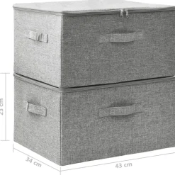 Opbergboxen-vidaXL - Opbergbox Opbergboxen - Grijs - Stof - 2 stuks