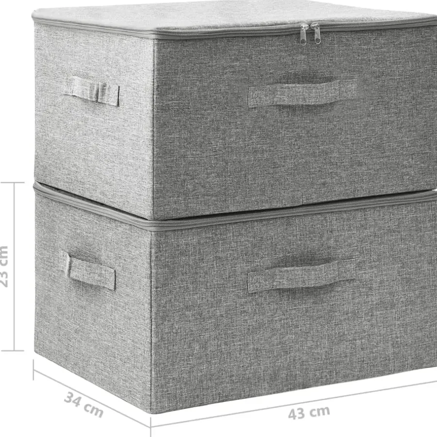 Opbergboxen-vidaXL - Opbergbox Opbergboxen - Grijs - Stof - 2 stuks