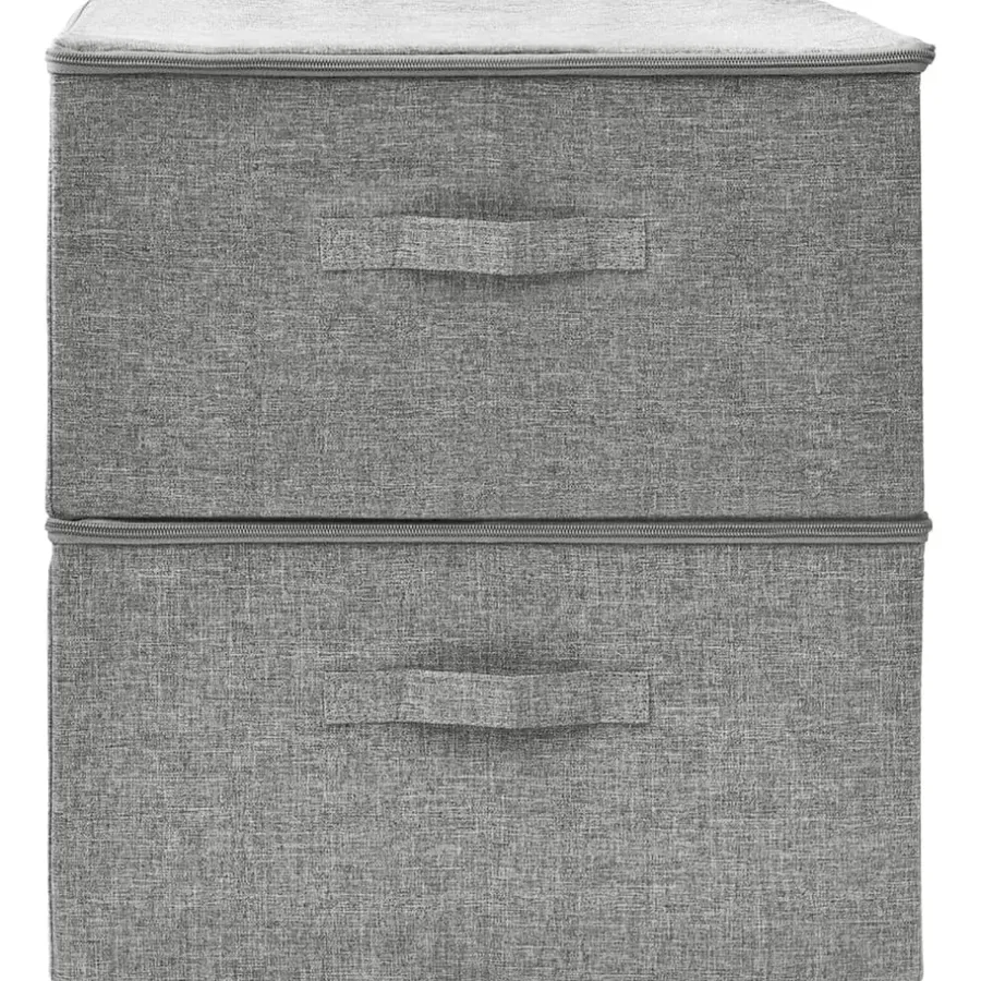 Opbergboxen-vidaXL - Opbergbox Opbergboxen - Grijs - Stof - 2 stuks