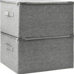 Opbergboxen-vidaXL - Opbergbox Opbergboxen - Grijs - Stof - 2 stuks