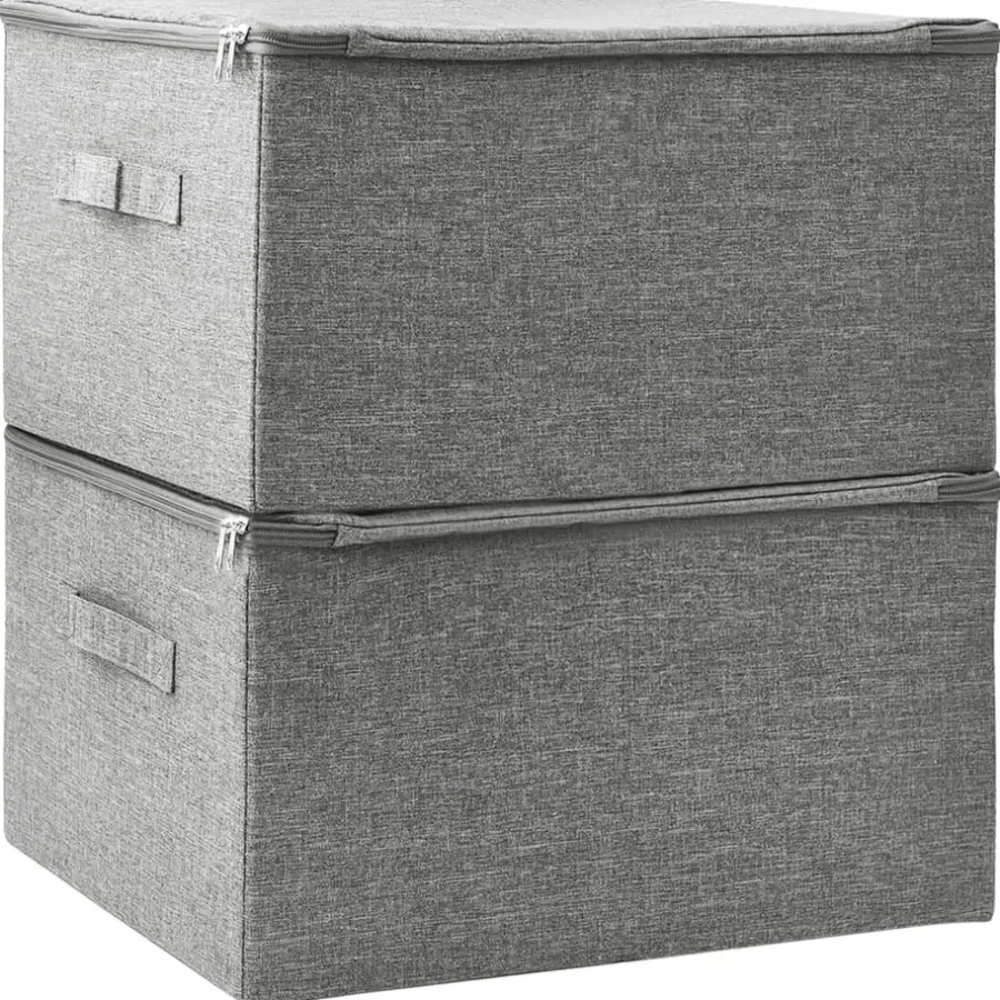 Opbergboxen-vidaXL - Opbergbox Opbergboxen - Grijs - Stof - 2 stuks