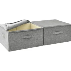 Opbergboxen-vidaXL - Opbergbox Opbergboxen - Grijs - Stof - 2 stuks