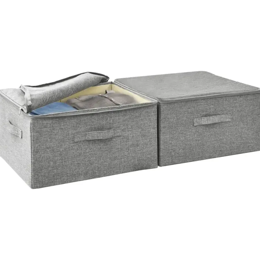 Opbergboxen-vidaXL - Opbergbox Opbergboxen - Grijs - Stof - 2 stuks