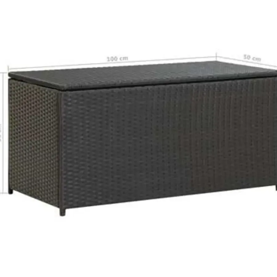 Kussenboxen-vidaXL - Opbergcontainer Voor Buiten - Zwart - Poly rattan - 100 x 50 x 50 cm