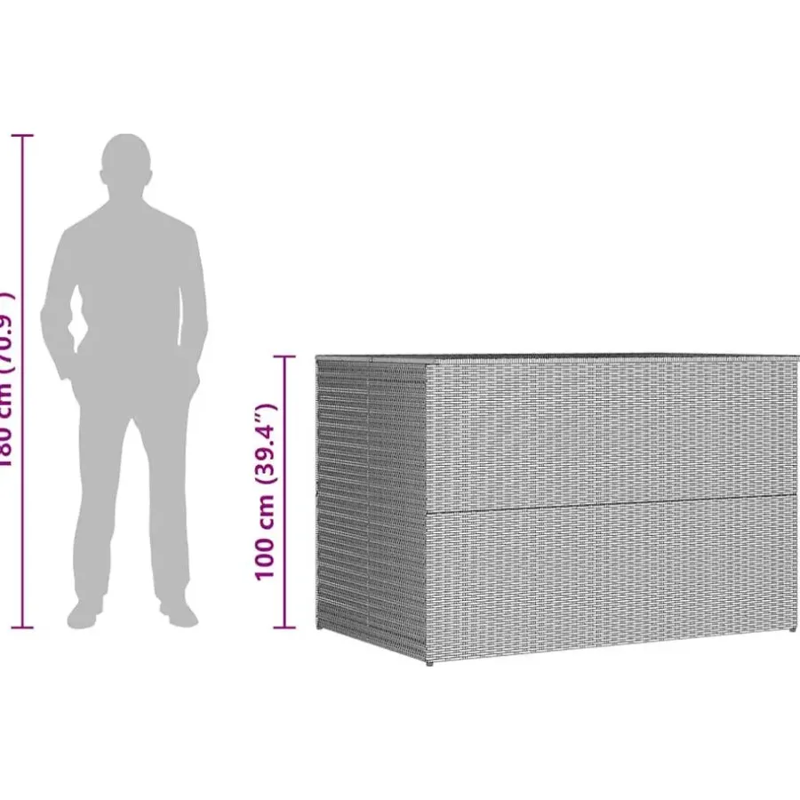 vidaXL - Opbergcontainer Voor Buiten - Zwart - Poly rattan