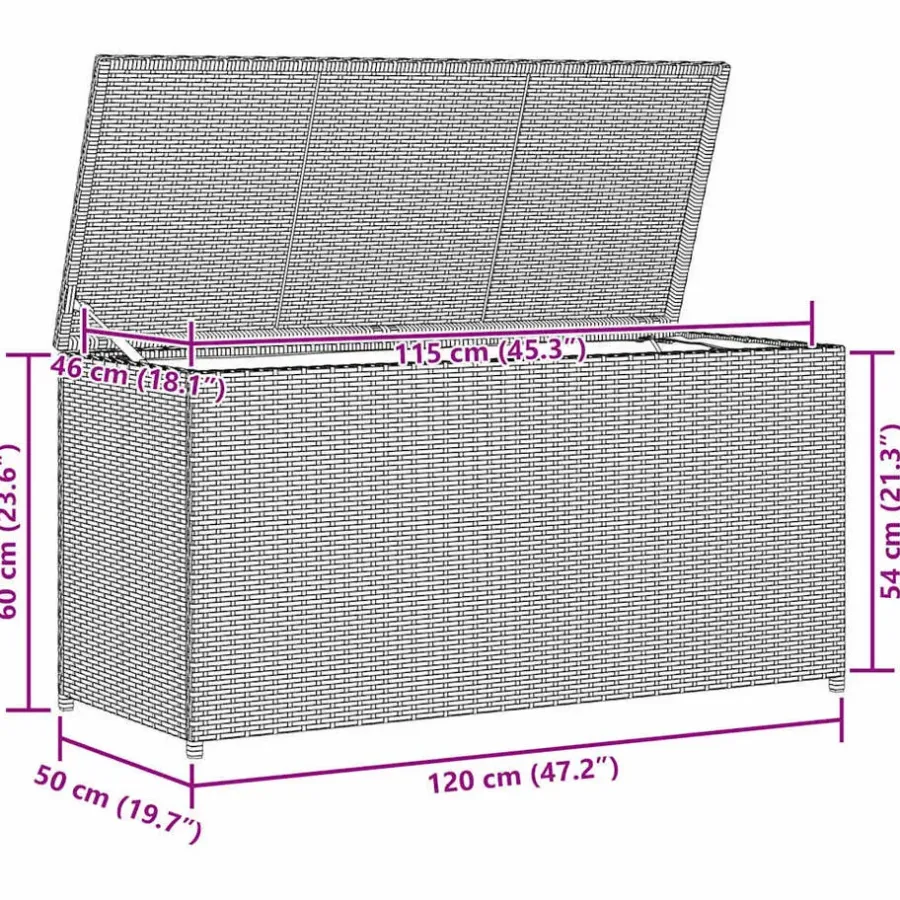 vidaXL - Opbergkist - Grijs - Poly rattan