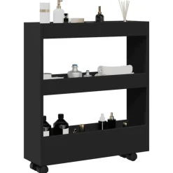 vidaXL - Opbergtrolley - Zwart - Bewerkt hout