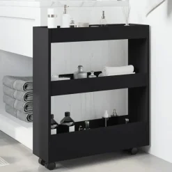 vidaXL - Opbergtrolley - Zwart - Bewerkt hout